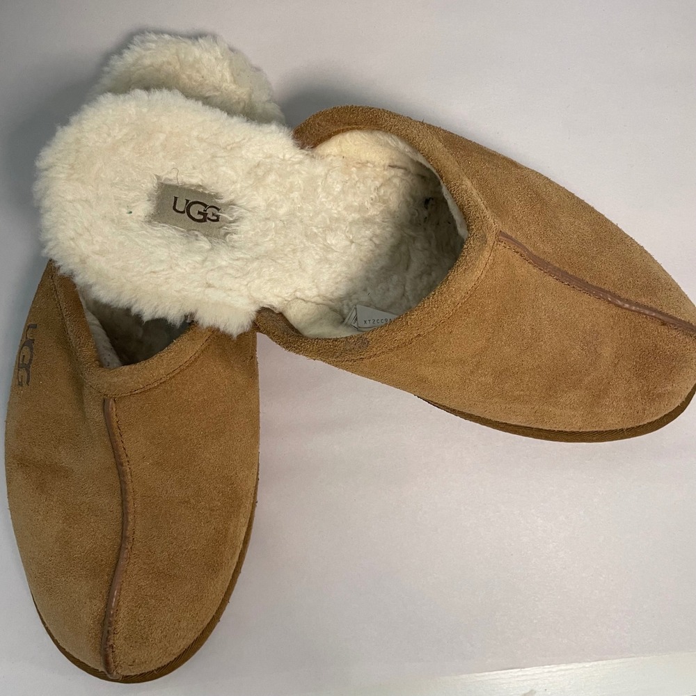 UGG Scuff Slippers Men's Size 14 Chestnut Suede Leather